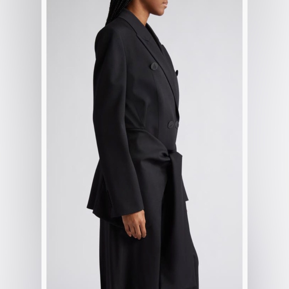 NWT $1700 The Attico Knotted Detail Stretch Wool Blazer 0 US / 38 IT, BLACK! - Picture 4 of 8